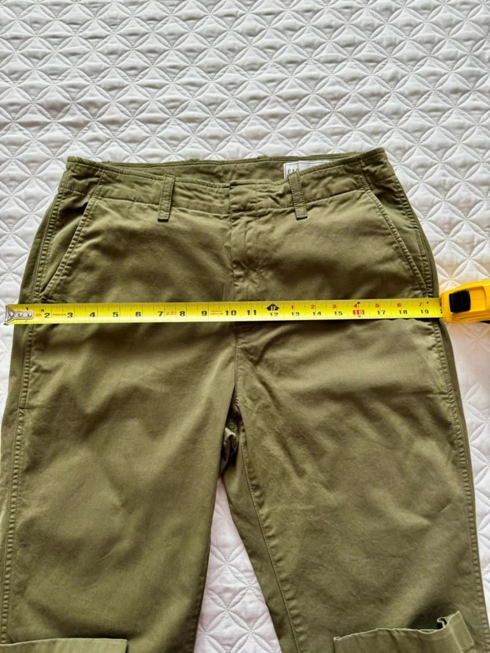 GAP Olive Green Downtown Khaki Ankle Cropped Straight Leg Chino Pants Size 10